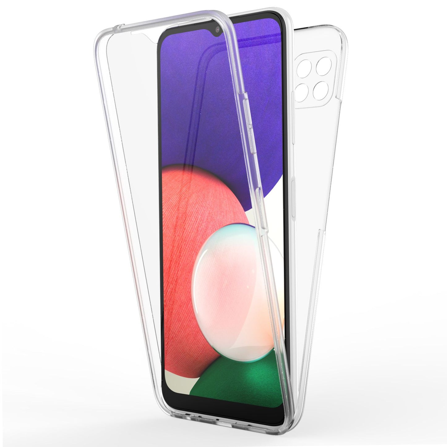 NALIA Klare 360 Grad Schutzhülle - Galaxy A22 5G Transparent Hardcase Silikon Bumper
