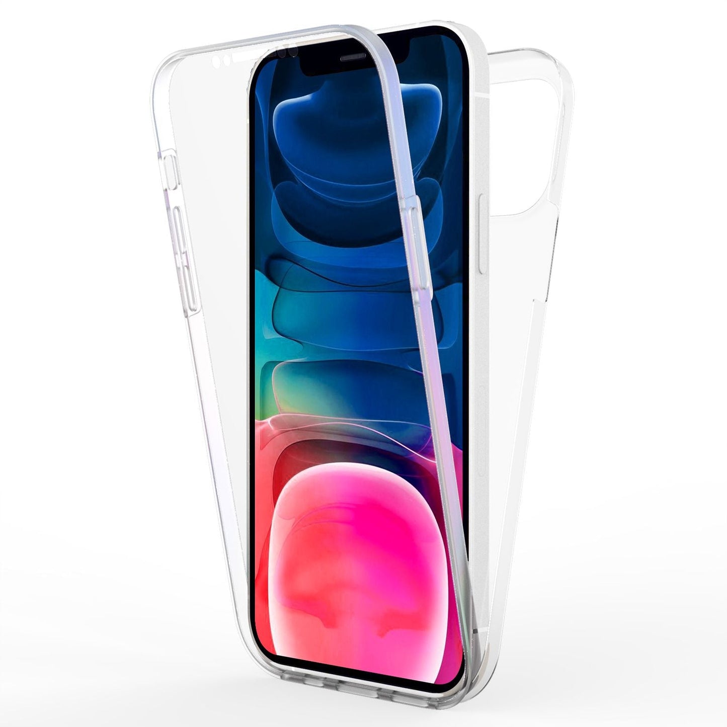 NALIA Klare 360° Schutzhülle für iPhone 13 Mini, Komplettschutz Transparent Anti-Gelb Durchsichtig, Full-Body Handyhülle