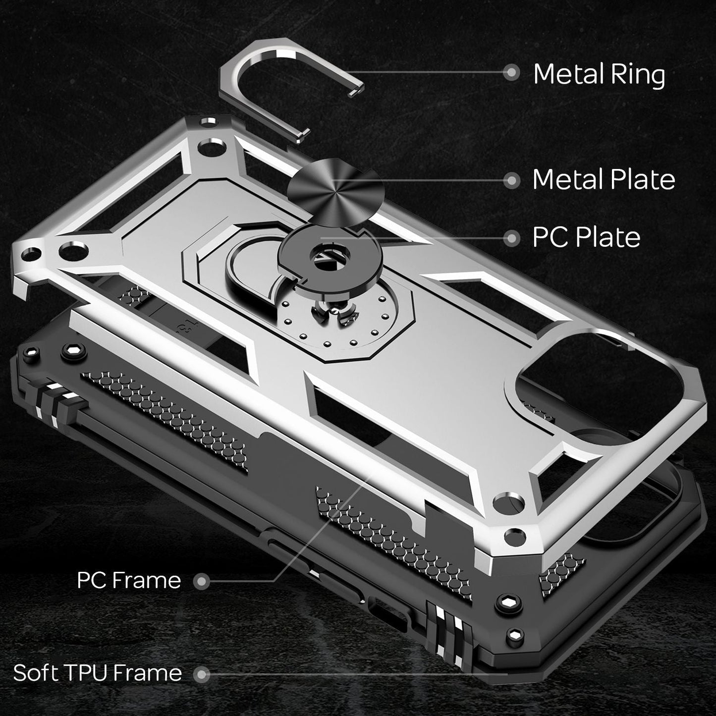 NALIA Ring Hülle für iPhone 13, Hard Case mit Silikon Bumper Cover Handyhülle