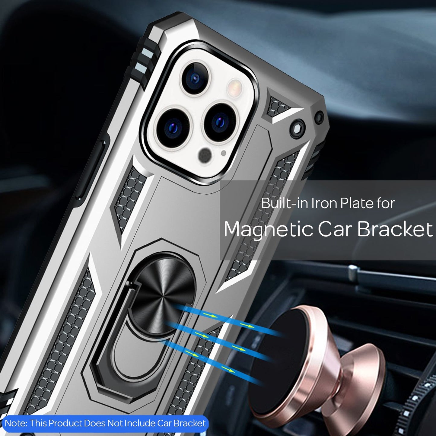 NALIA Ring Hülle für iPhone 13 Pro Max, Hard Case mit TPU Silikon Bumper Cover