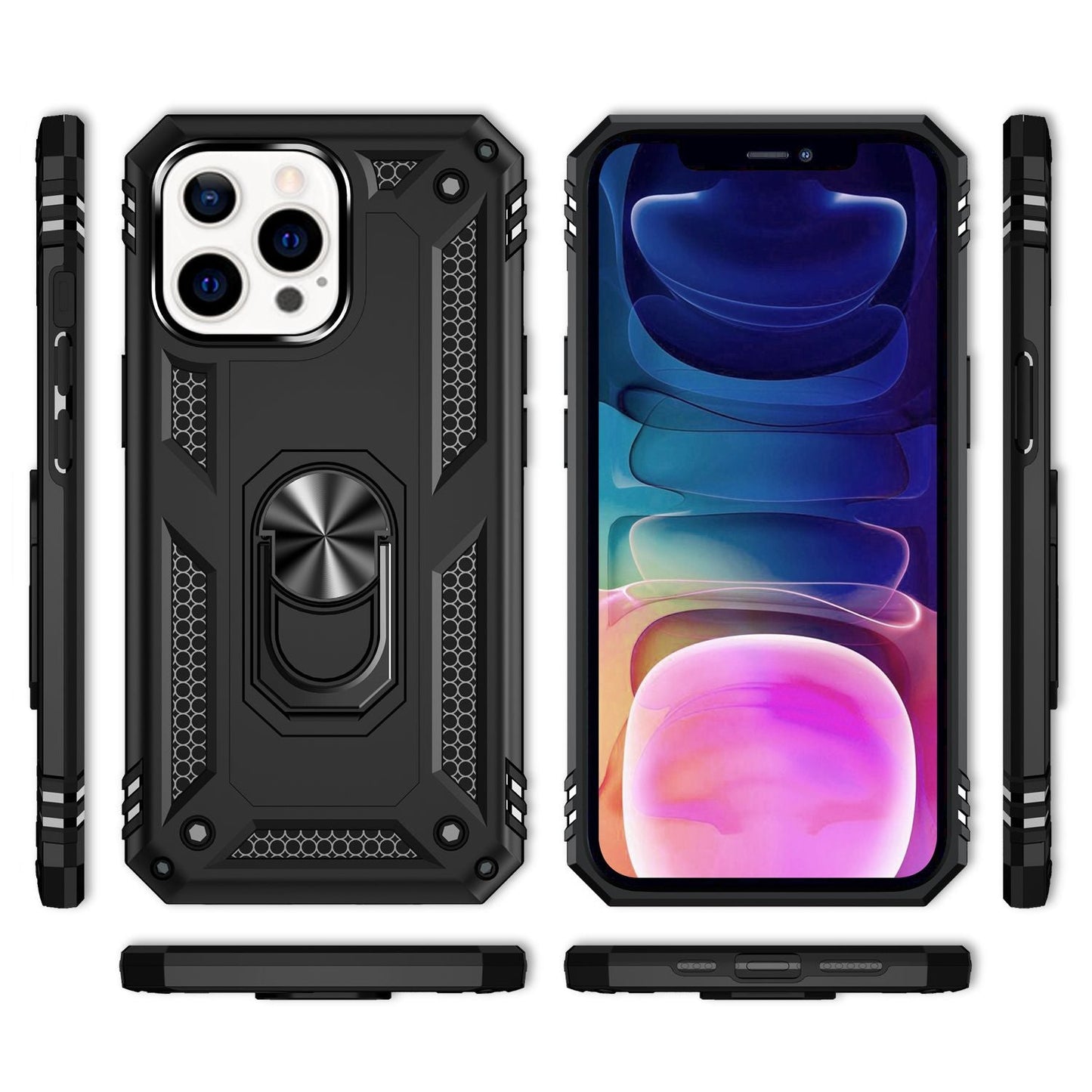 NALIA Ring Hülle für iPhone 13 Pro Max, Hard Case mit TPU Silikon Bumper Cover