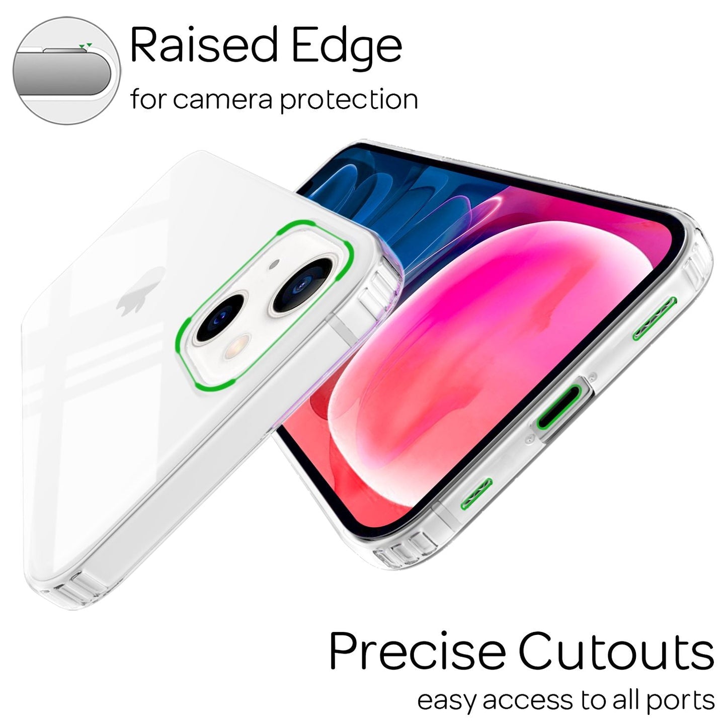 NALIA Klares Kratzfeste Hülle für iPhone 13 Mini, Transparent Anti-Gelb Stoßfest Harte Rückseite & Silikon Rahmen