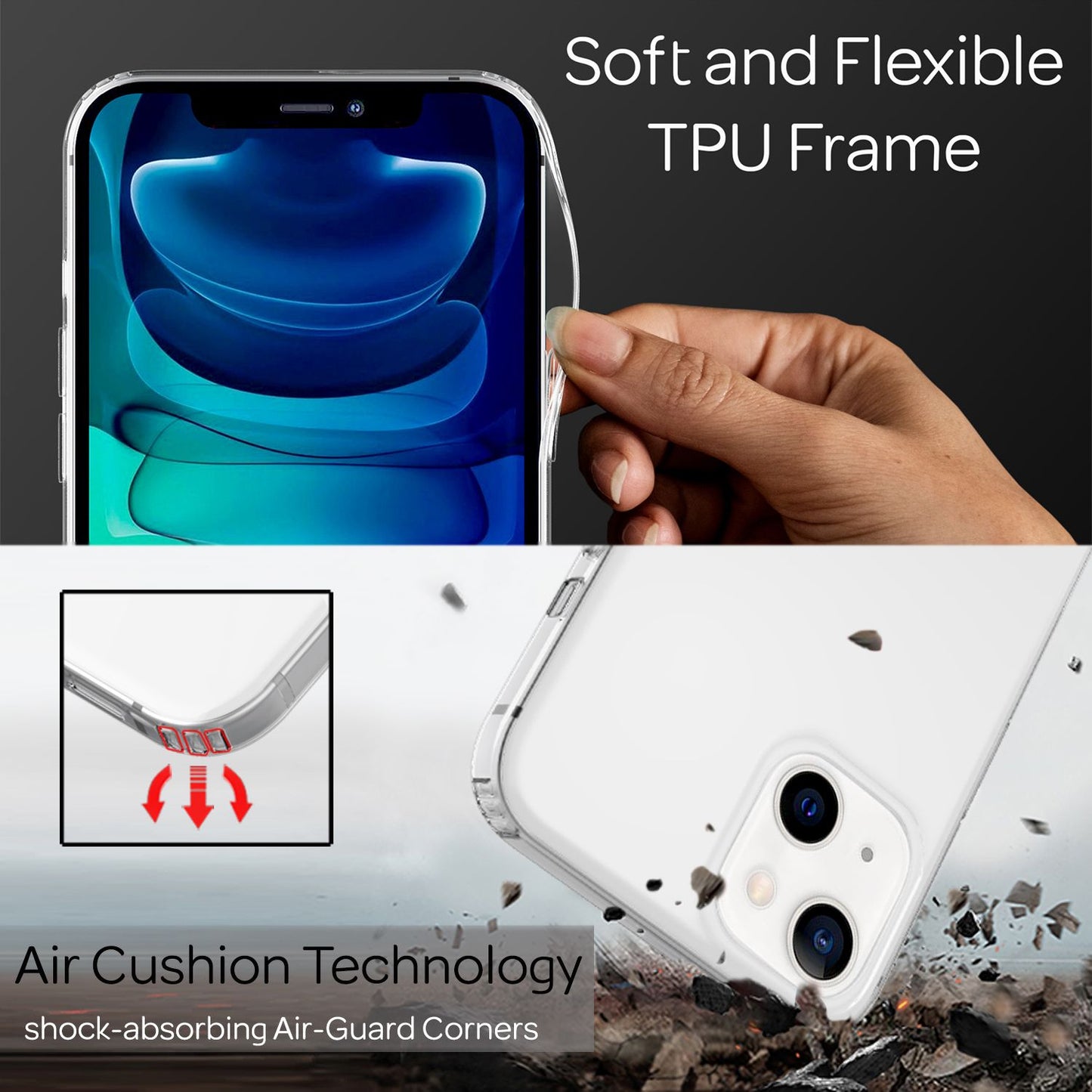 NALIA Ignite Hülle Klares Design - Kompatibel iPhone 13, Stoßfest, Transparente Rückseite