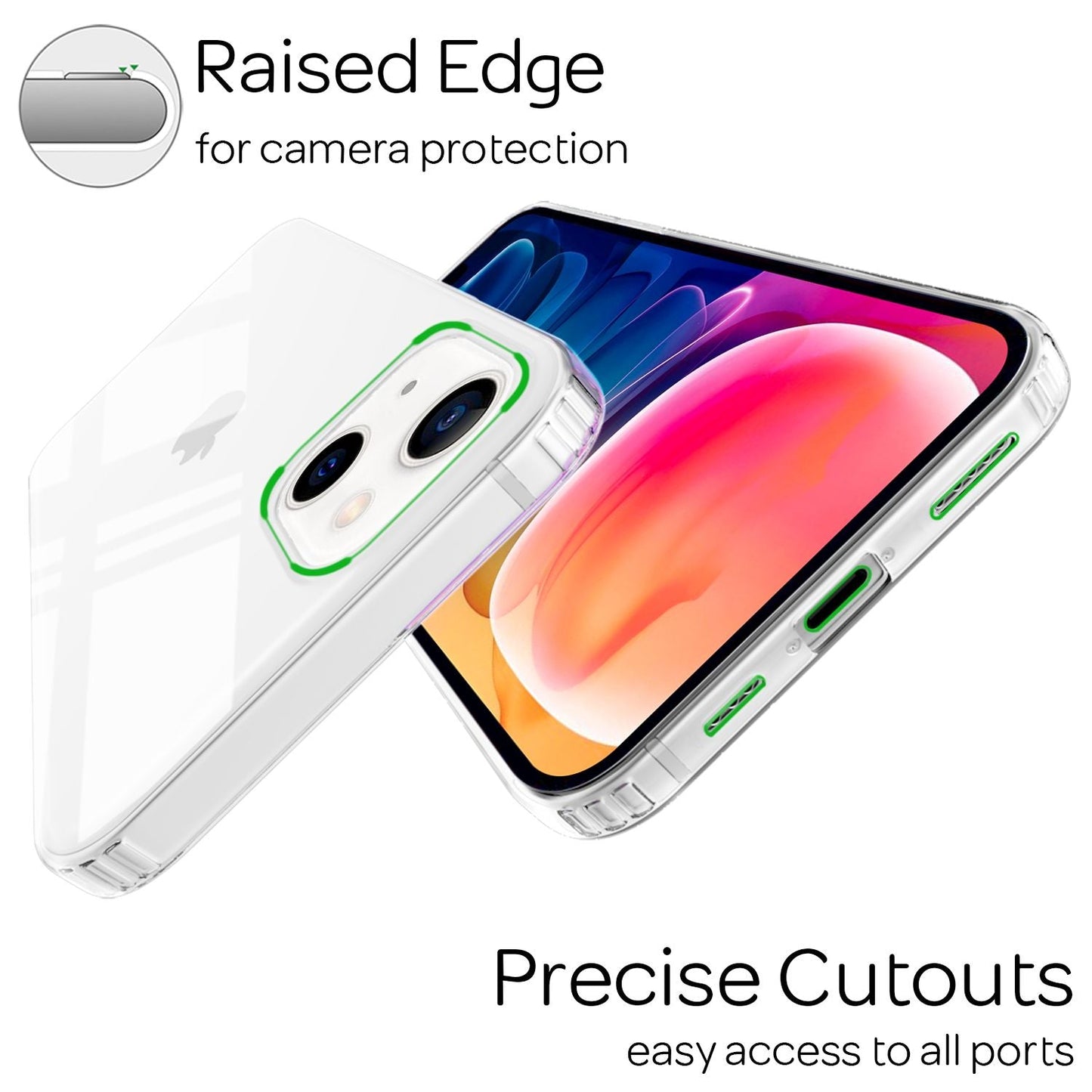 NALIA Ignite Hülle Klares Design - Kompatibel iPhone 13, Stoßfest, Transparente Rückseite