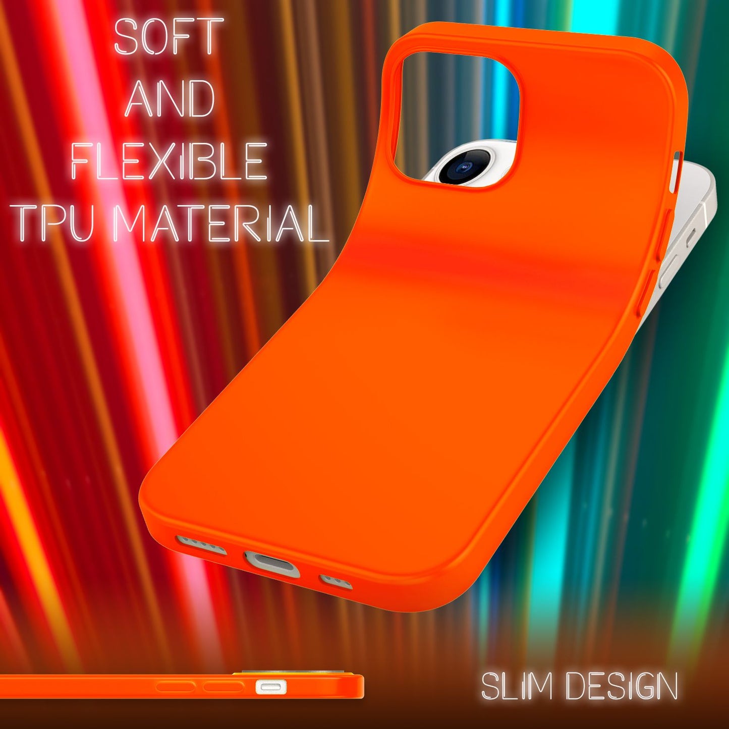 NALIA Bunte Neon Handy Hülle für iPhone 13 Mini, Matt Silikon Case Cover Bumper