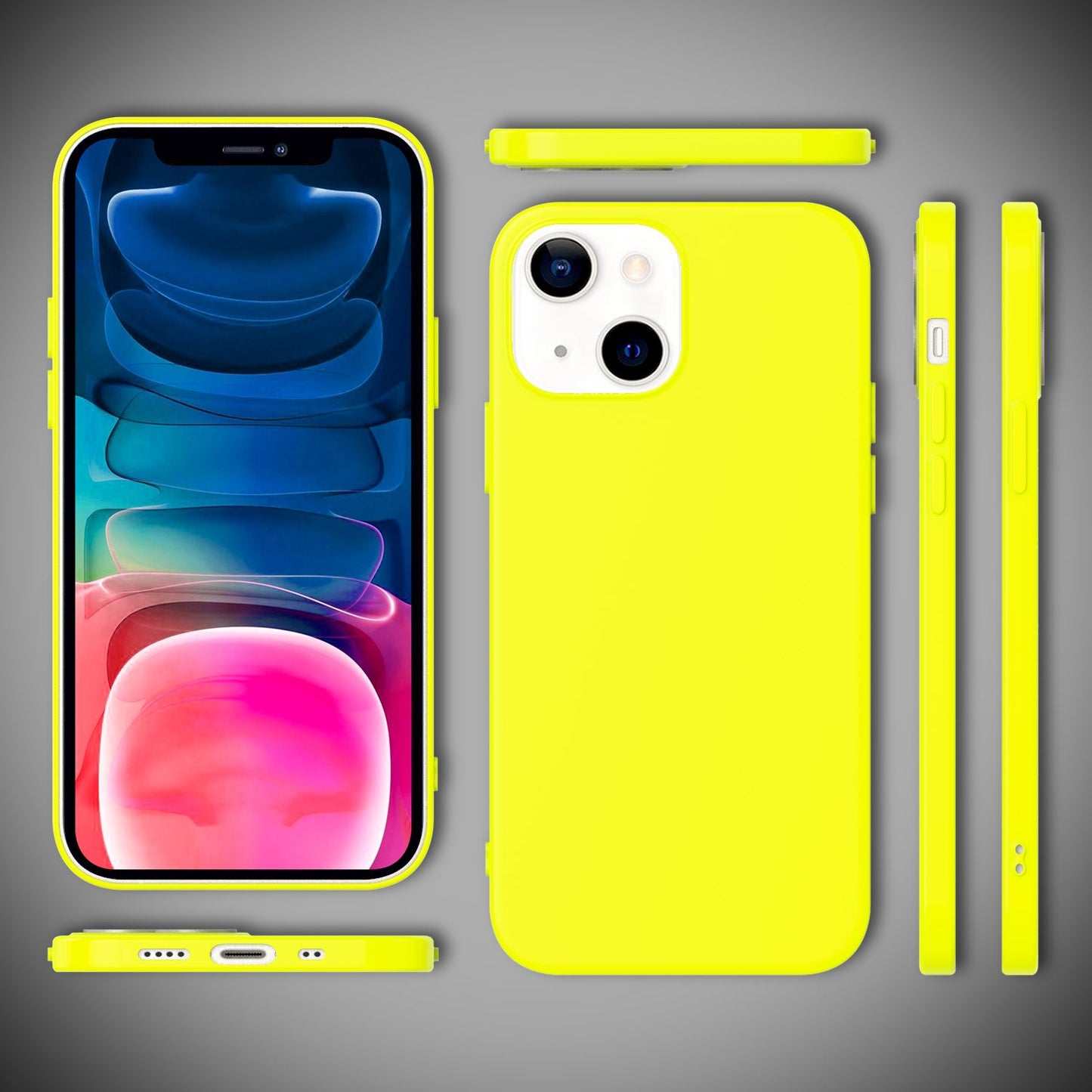 NALIA Bunte Neon Handy Hülle für iPhone 13 Mini, Matt Silikon Case Cover Bumper