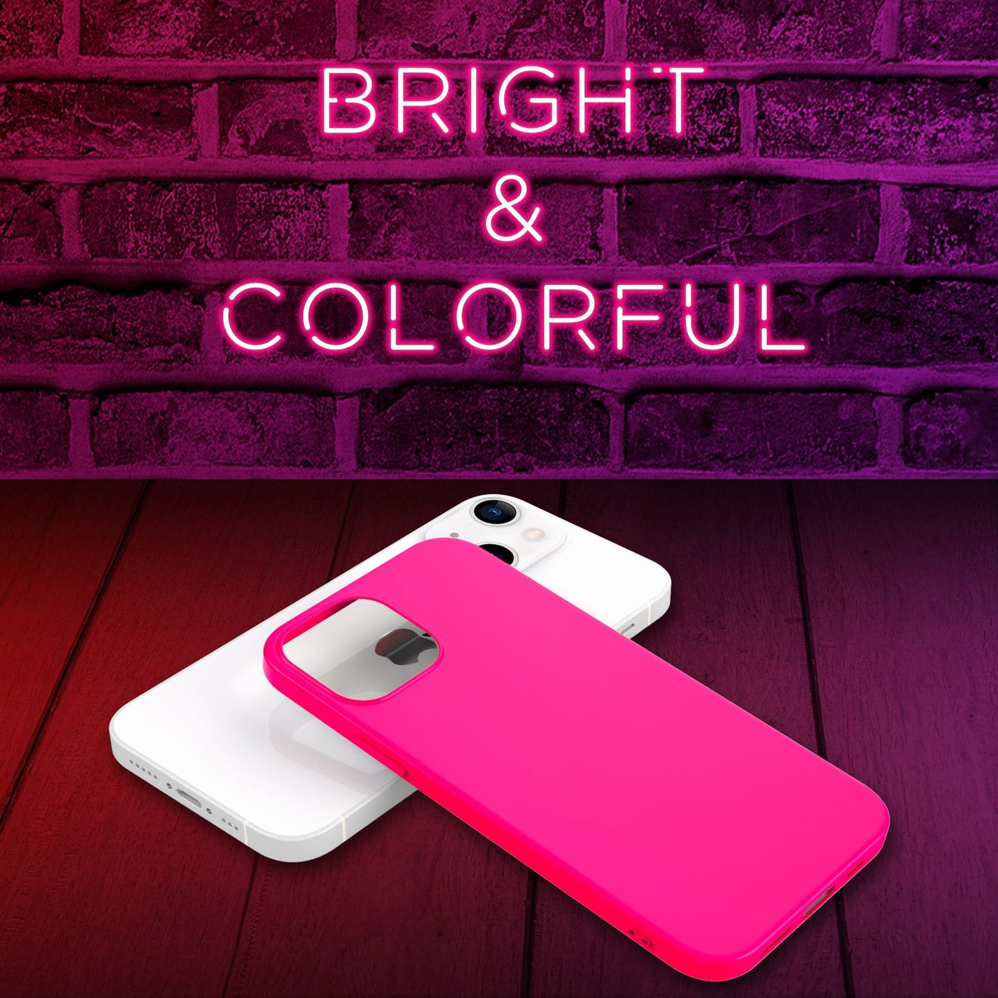 NALIA Bunte Neon Handy Hülle für iPhone 13, Matt Silikon Case Cover Bumper Etui