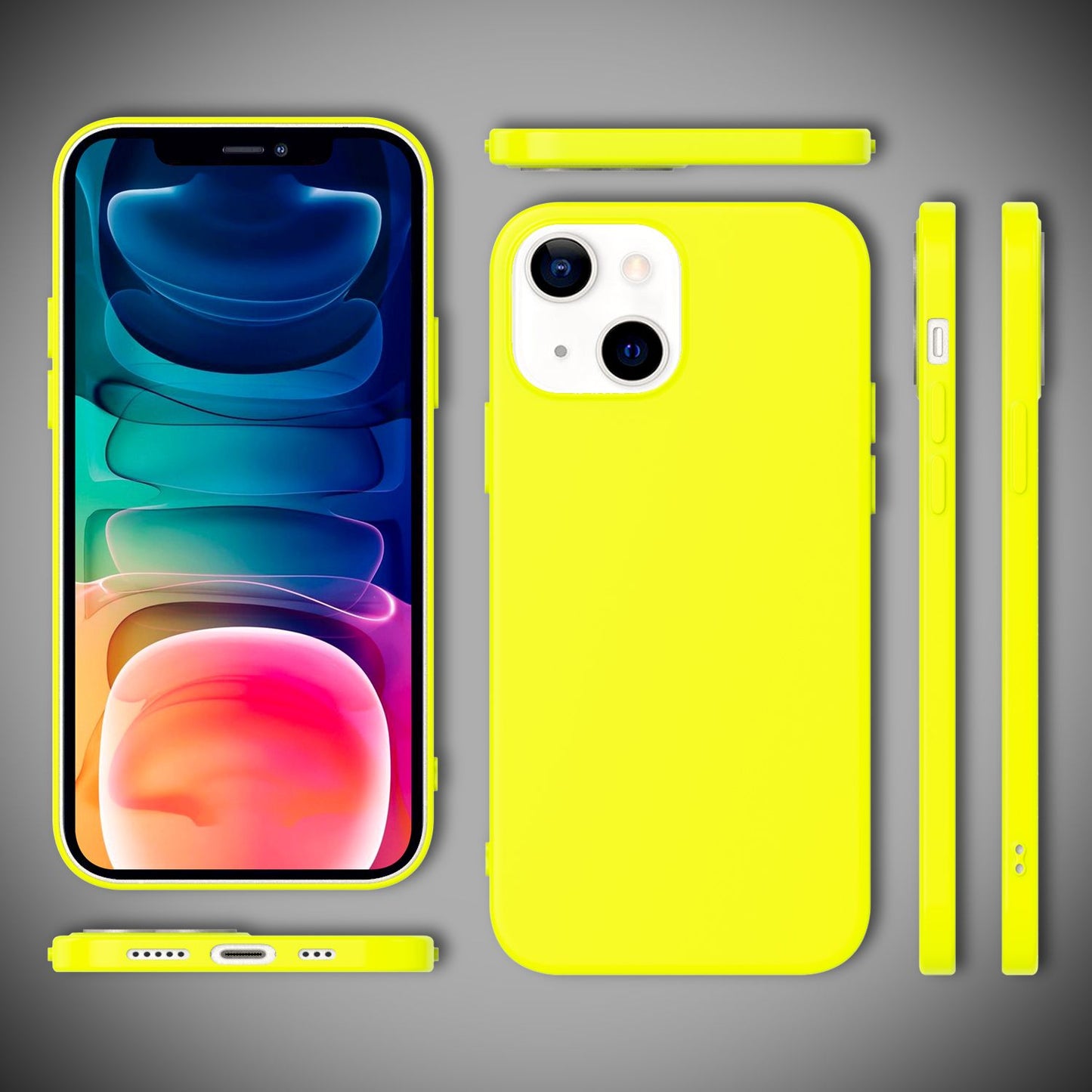 NALIA Bunte Neon Handy Hülle für iPhone 13, Matt Silikon Case Cover Bumper Etui