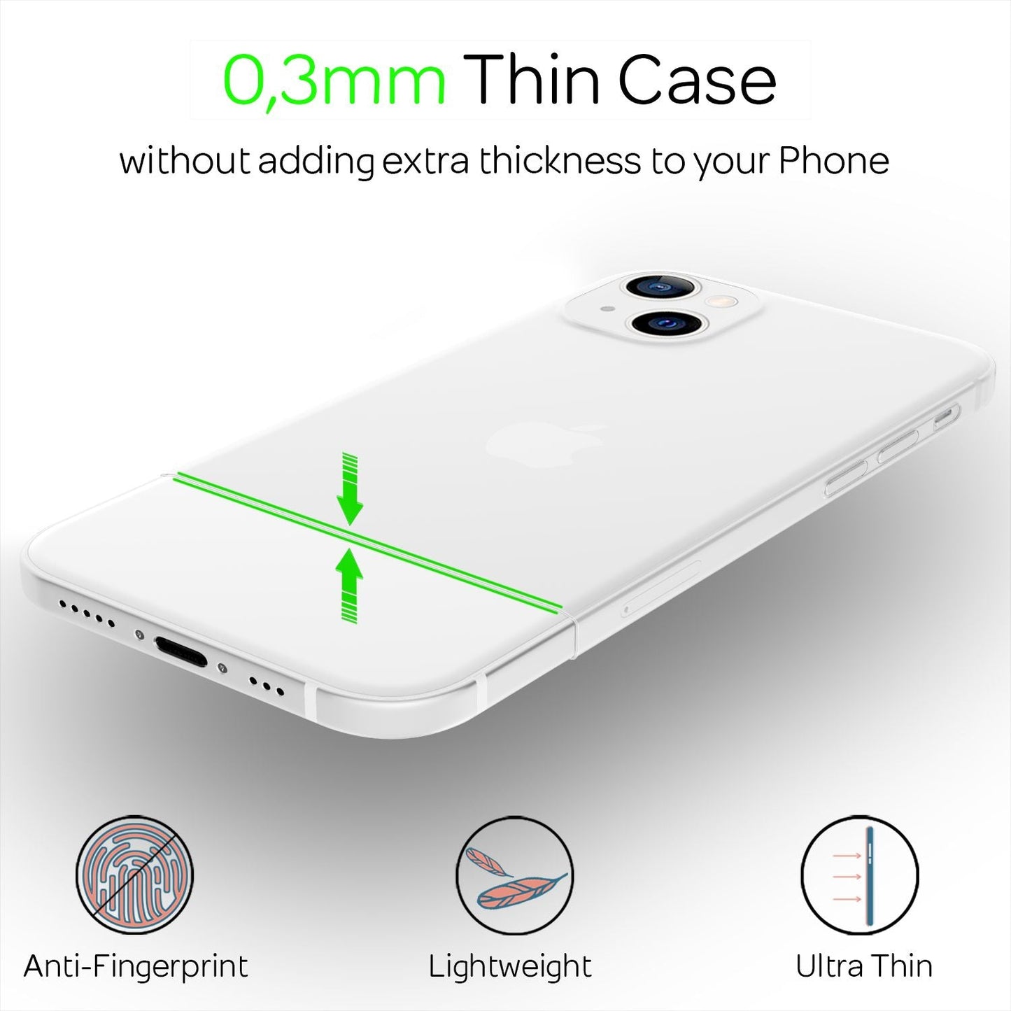 NALIA Extrem Dünnes Hardcase für iPhone 13, Durchsichtig 0,3mm Schlank Ultra-Dünn Matt Anti-Fingerabdruck Leicht