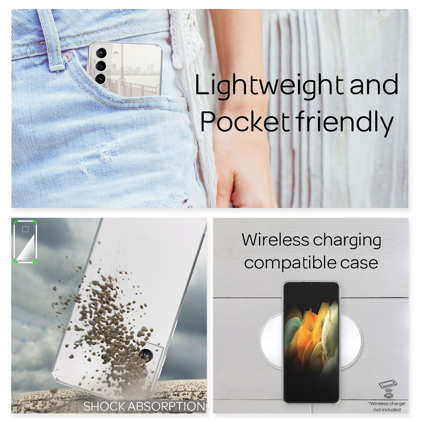 NALIA Hartglas Case Spiegeleffekt - 9H Glas Dünne Hülle Silikonbumper