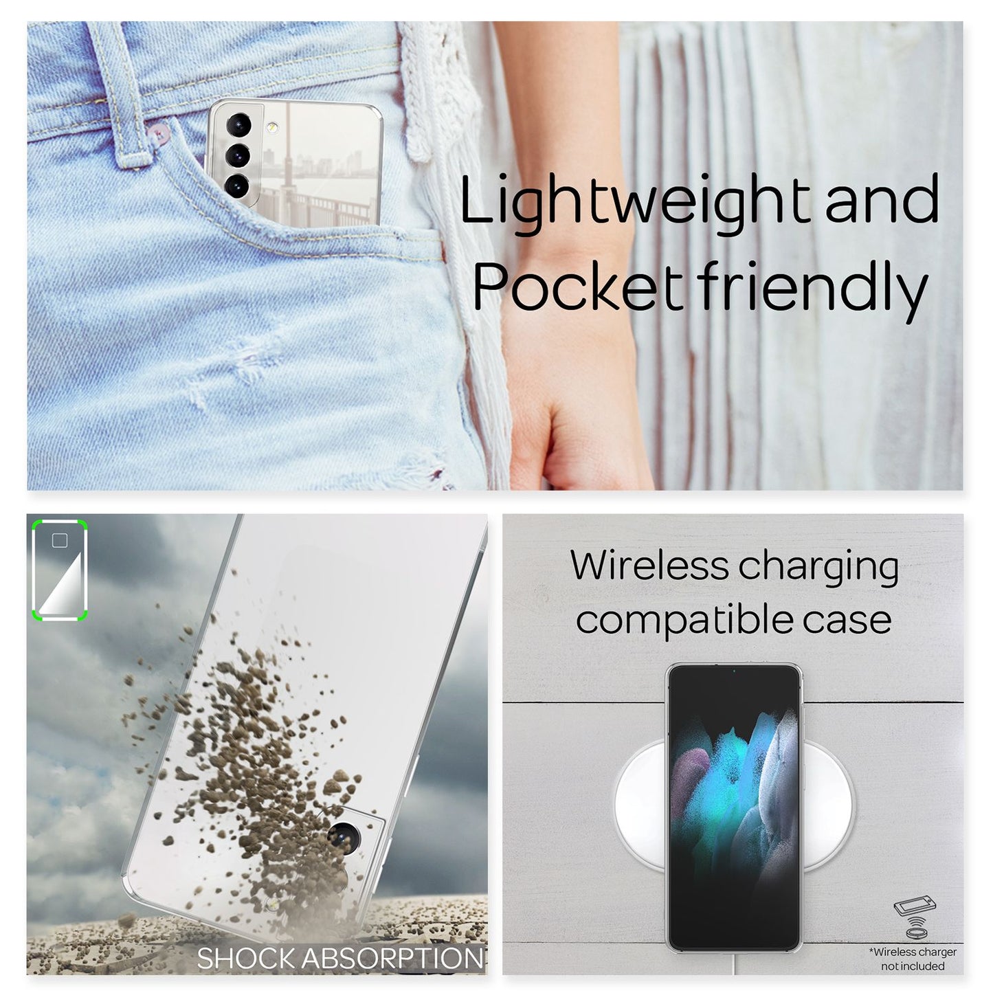 NALIA Spiegel Hartglas Case für Samsung Galaxy S21 Plus, Klarer Spiegeleffekt Mirror Cover, Kratzfeste 9H Glashülle