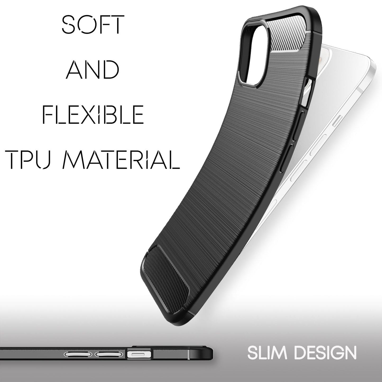 Etui Nalia Vortex Carbon – kompatybilne z iPhone 13 Mini, silikon TPU, grubość 1,0 mm