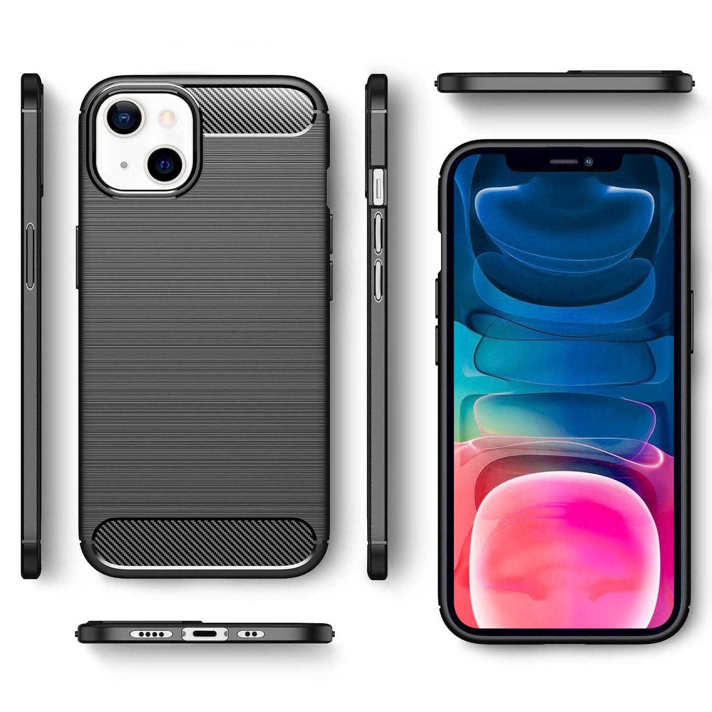 Etui Nalia Vortex Carbon – kompatybilne z iPhone 13 Mini, silikon TPU, grubość 1,0 mm