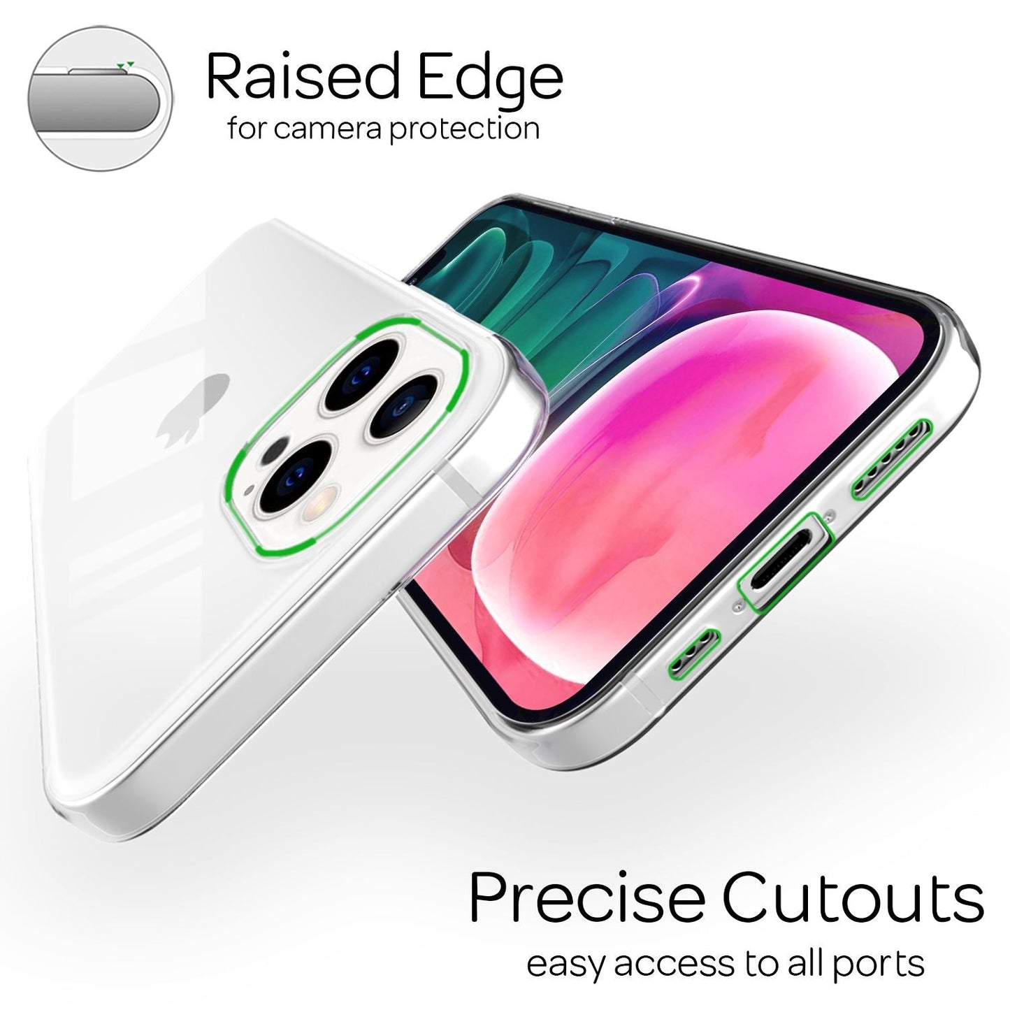 Husă NALIA AirFlex Clear, Husă transparentă din silicon - Dimensiune iPhone 13 Pro, Grosime 0,8 mm, Silicon