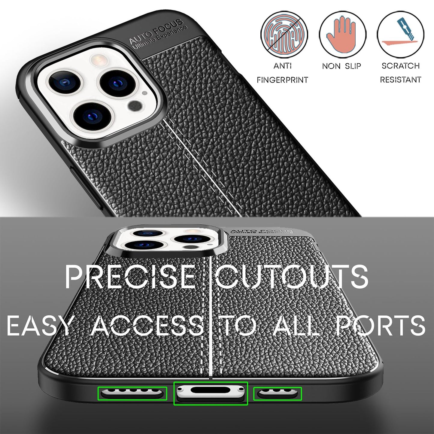 NALIA Barron Leder Look Hülle - Größe IPhone 13 Pro, Material TPU-Silik, Anti-Fingerprint