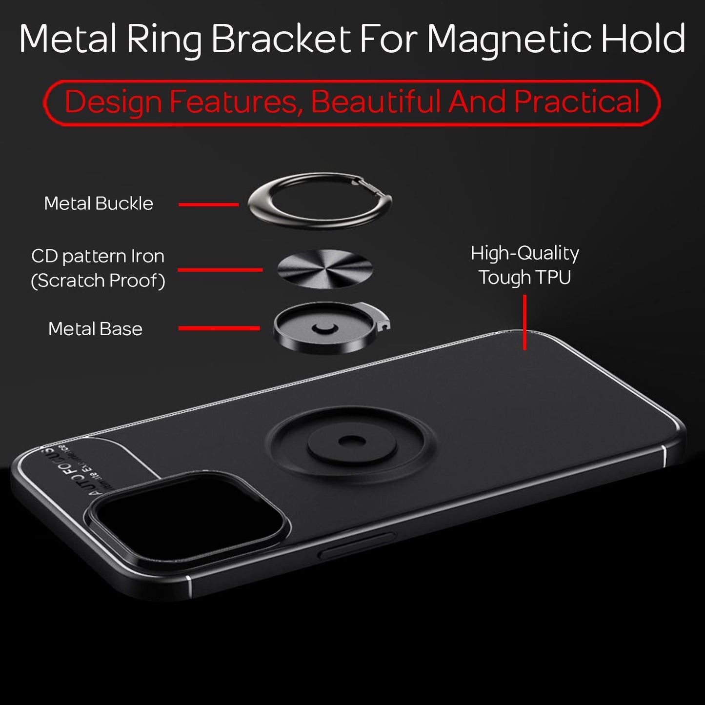 NALIA Hülle - 360 Ringhalter Kickstand Kompatibel IPhone 13 Pro