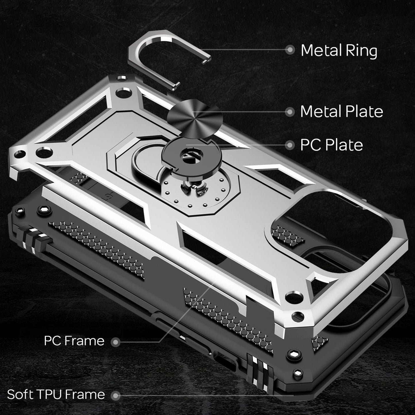 NALIA Ring Hülle für iPhone 13 Pro, Hard Case mit Silikon Bumper Cover Schutz