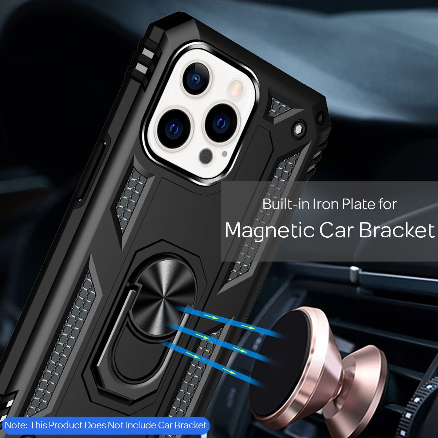 NALIA Ring Hülle für iPhone 13 Pro, Hard Case mit Silikon Bumper Cover Schutz