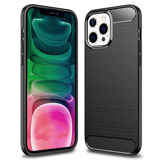 Husă NALIA Berlin Carbon Look - Compatibilă cu iPhone 13 Pro, Subțire 1.0 mm, Husă din silicon TPU cu fixare precisă