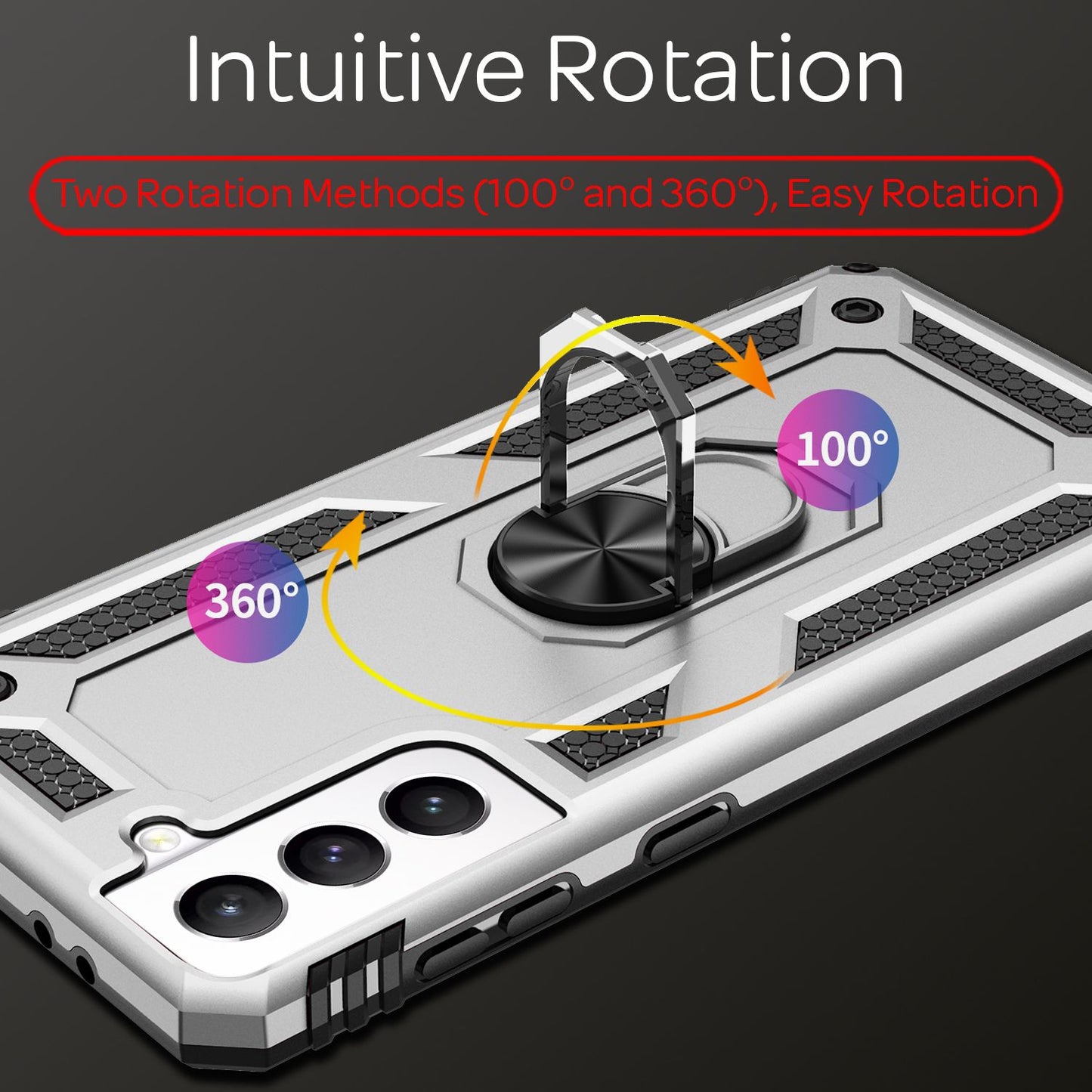 NALIA Military-Style Ringhülle für Samsung Galaxy S21 FE, Extrem Schützend Stoßfest Robust, 360° Ring für Standfunktion