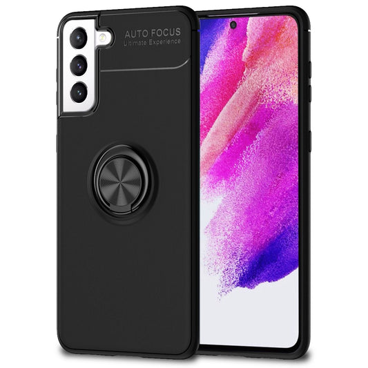 NALIA Galaxy S21 FE Grip360 Hülle Schwarz - 360° Ringhalter, Matte Oberfläche, Passgenau