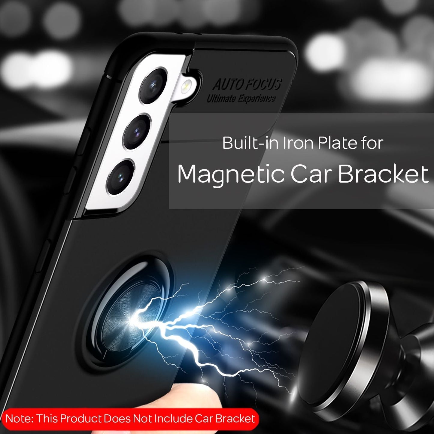 NALIA Galaxy S21 FE Grip360 Hülle Schwarz - 360° Ringhalter, Matte Oberfläche, Passgenau