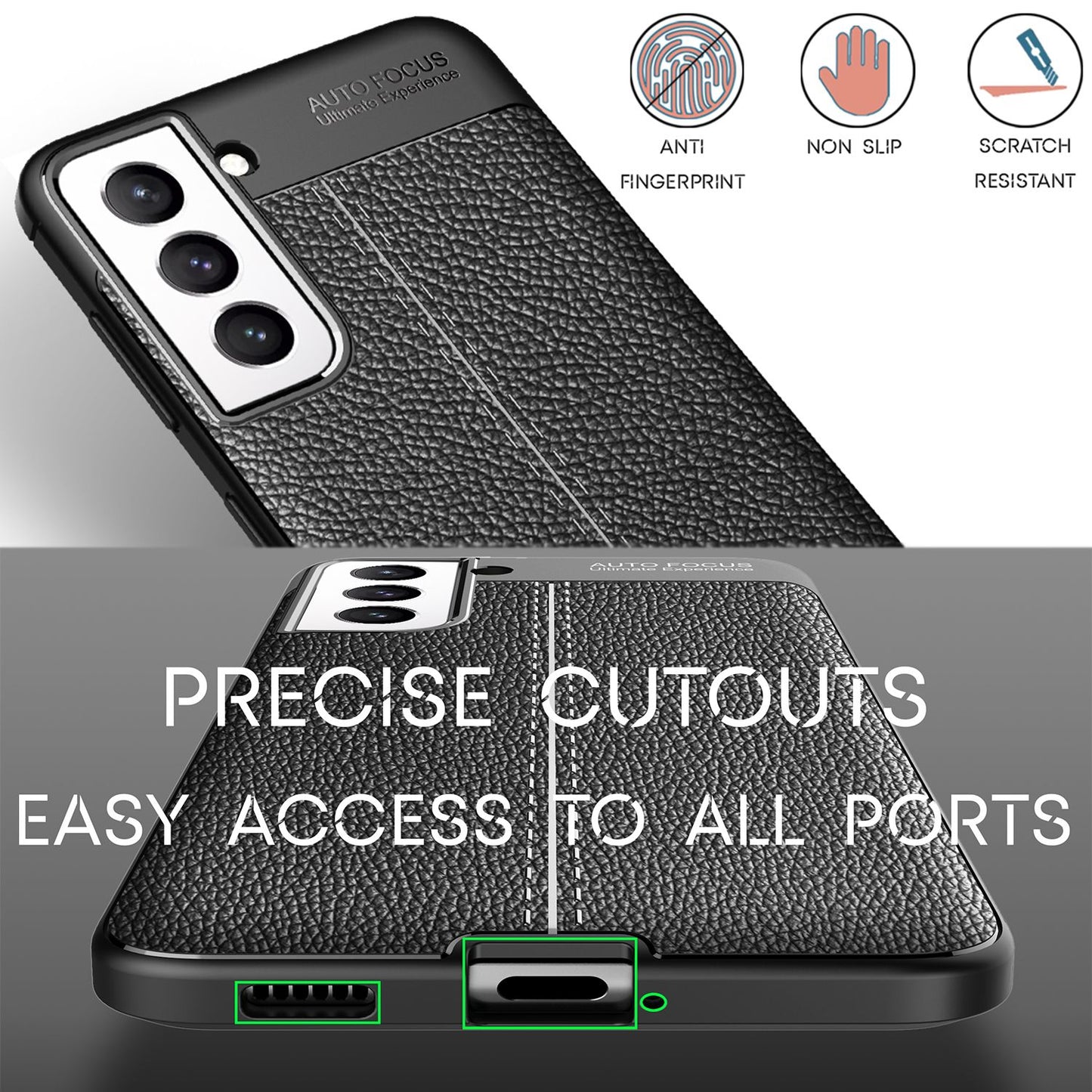 Husă NALIA cu aspect de piele - Galaxy S21 FE, silicon TPU cu aspect de piele, anti-amprente, rezistentă la zgârieturi