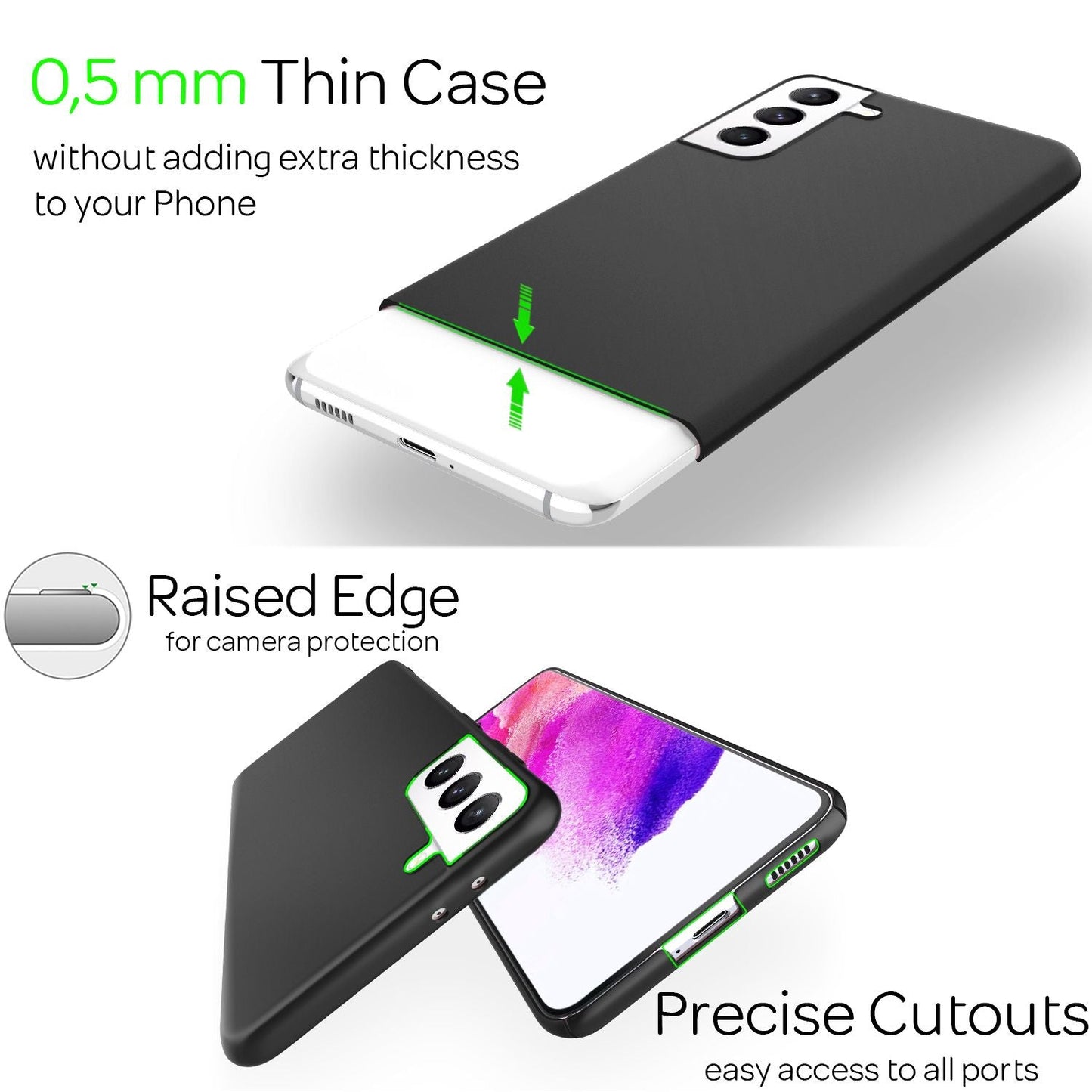 NALIA Ultra-Dünnes Hardcase für Samsung Galaxy S21 FE, Anti-Fingerabdruck Matt Rutschfest Extra-Leicht 0,5mm Schlank