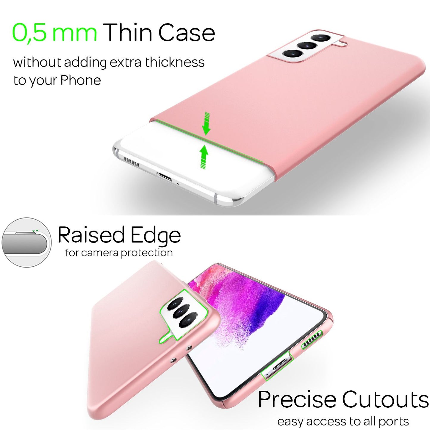 NALIA Ultra-Dünnes Hardcase für Samsung Galaxy S21 FE, Anti-Fingerabdruck Matt Rutschfest Extra-Leicht 0,5mm Schlank