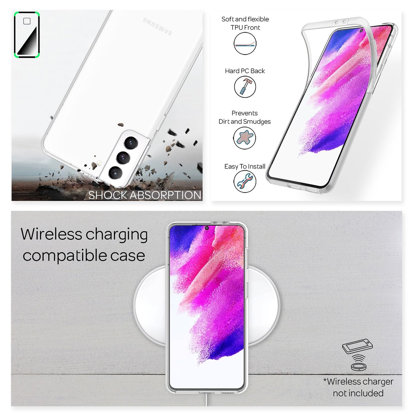 NALIA Klare 360° Schutzhülle - Galaxy S21 FE Dicke 1,0 mm Gewicht 20 g