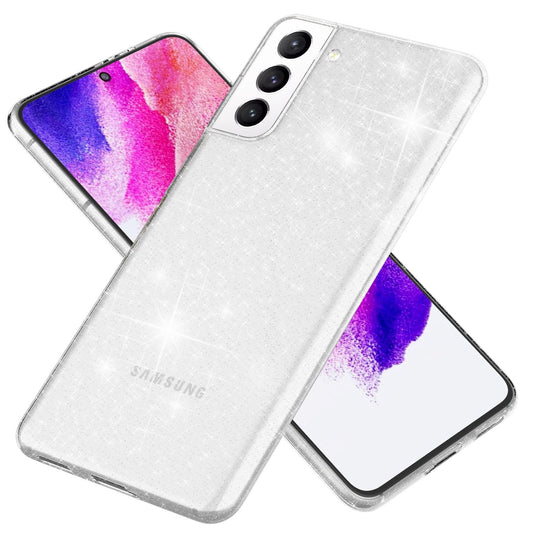 NALIA Klare Glitzerhülle - Galaxy S21 FE Transparent, Glitter-Effekt, Größe 6,4 Zoll