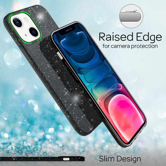 NALIA Husă robustă cu sclipici pentru iPhone 13 Mini, husă de protecție hibridă cu sclipici strălucitor, husă din silicon ranforsat