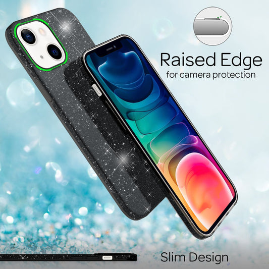 NALIA Robuste Glitzerhülle für iPhone 13, Stoßfeste Glänzende Glitzer Hybrid Schutzhülle Verstärkte Silikonhülle