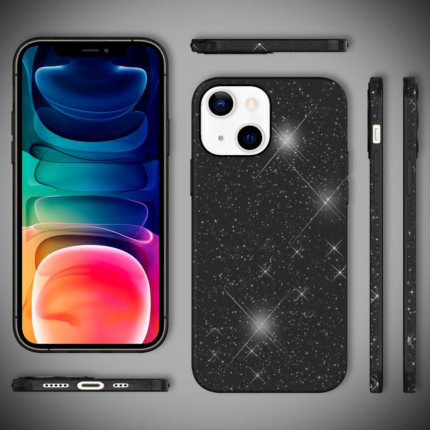 NALIA Robuste Glitzerhülle für iPhone 13, Stoßfeste Glänzende Glitzer Hybrid Schutzhülle Verstärkte Silikonhülle