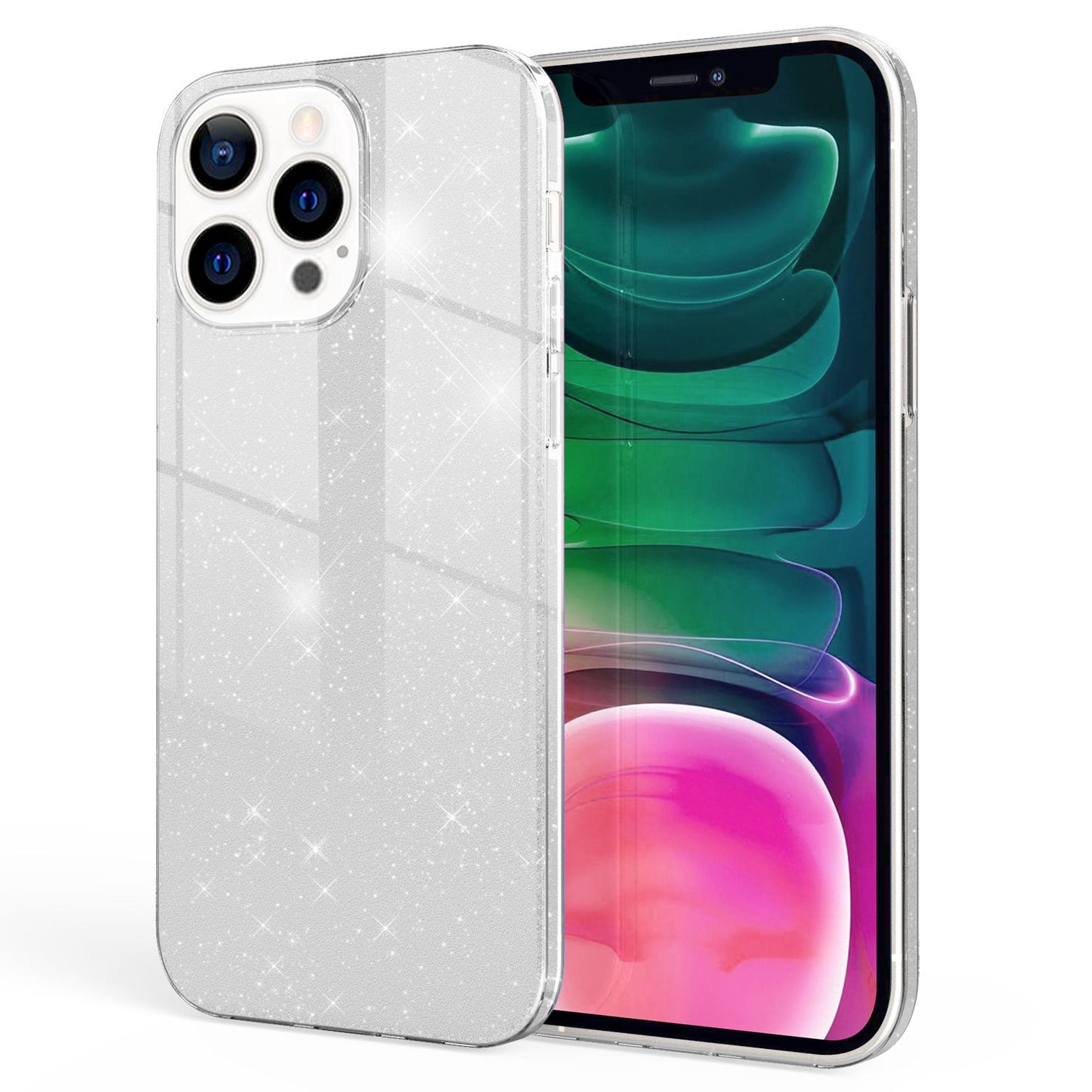 NALIA ShinePop Hülle Glitzerndes Hybrid Case - Kompatibel iPhone 13 Pro Stoßfest Silikon