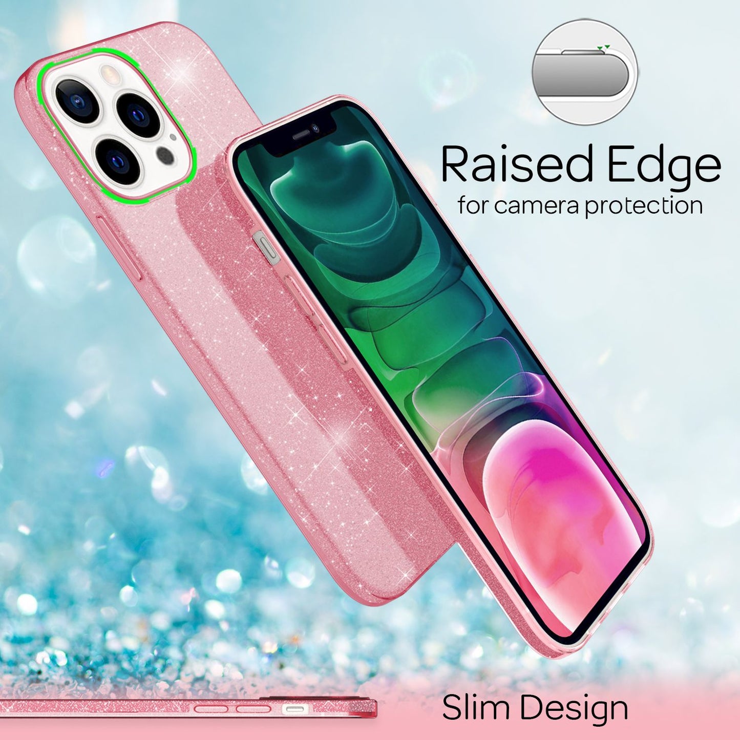 NALIA ShinePop Hülle Glitzerndes Hybrid Case - Kompatibel iPhone 13 Pro Stoßfest Silikon