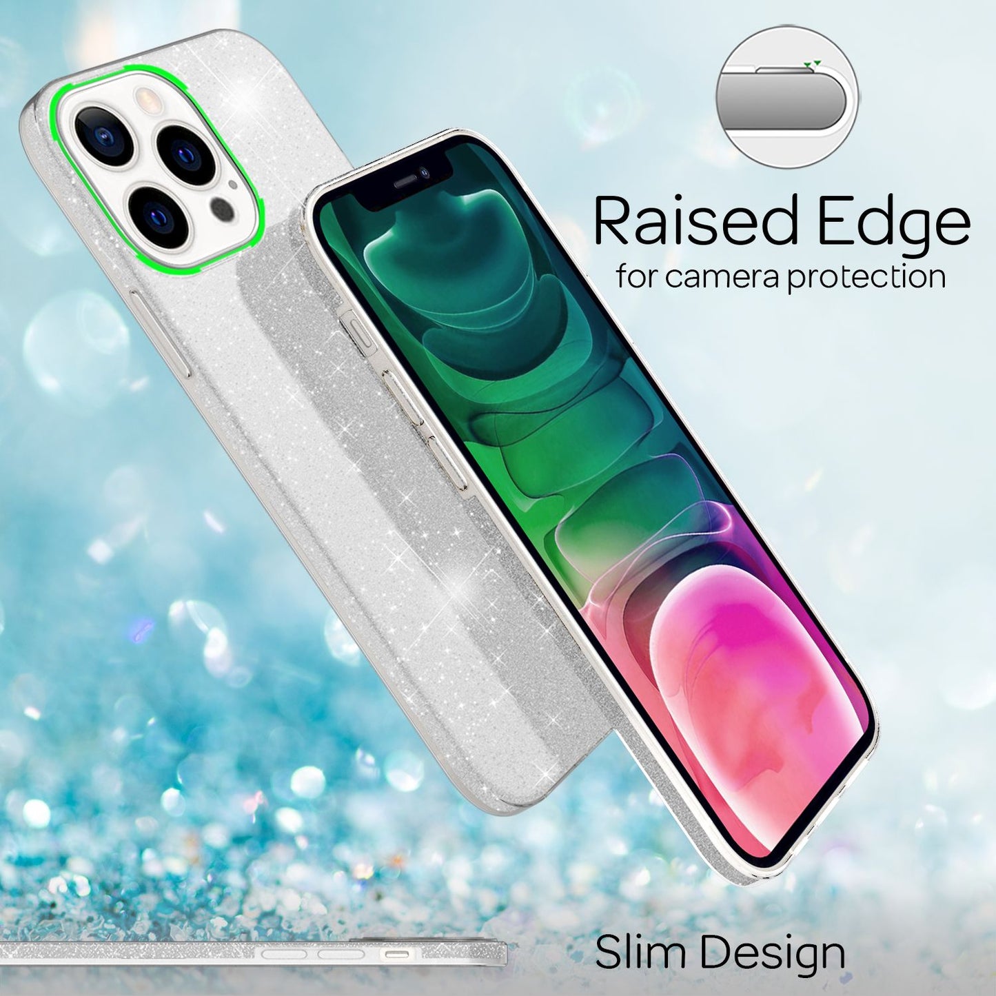 NALIA ShinePop Hülle Glitzerndes Hybrid Case - Kompatibel iPhone 13 Pro Stoßfest Silikon