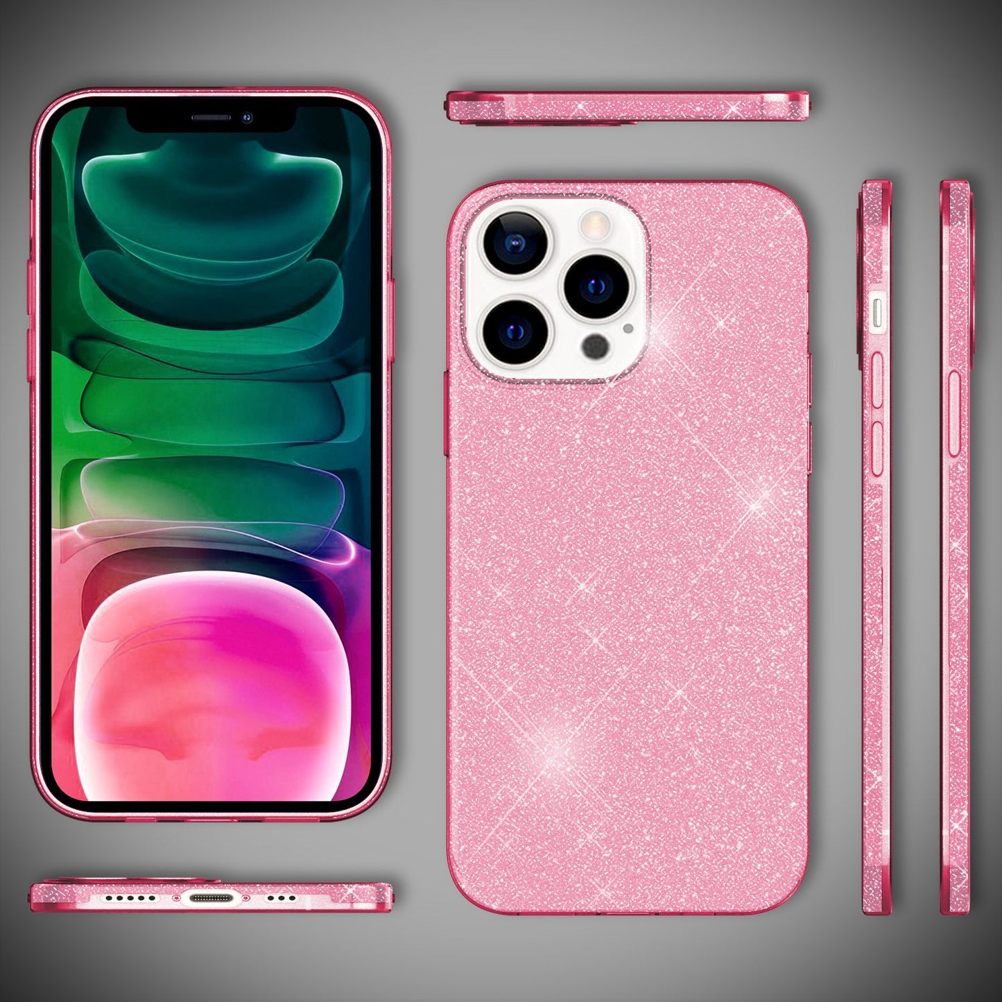 NALIA ShinePop Hülle Glitzerndes Hybrid Case - Kompatibel iPhone 13 Pro Stoßfest Silikon