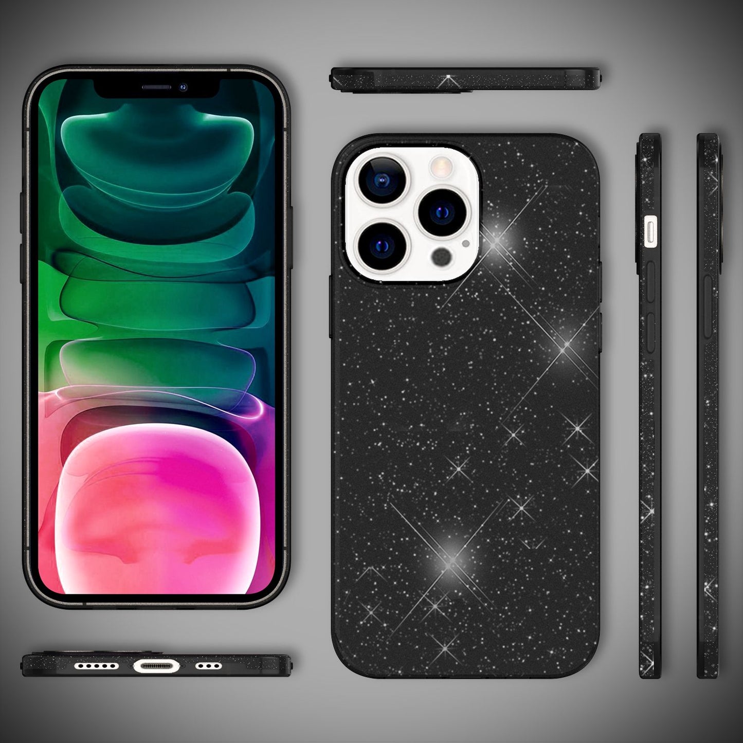 NALIA ShinePop Hülle Glitzerndes Hybrid Case - Kompatibel iPhone 13 Pro Stoßfest Silikon