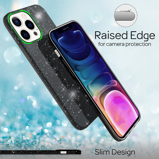 NALIA Robuste Glitzerhülle für iPhone 13 Pro Max, Stoßfeste Glänzende Glitzer Schutzhülle Verstärkte Silikonhülle