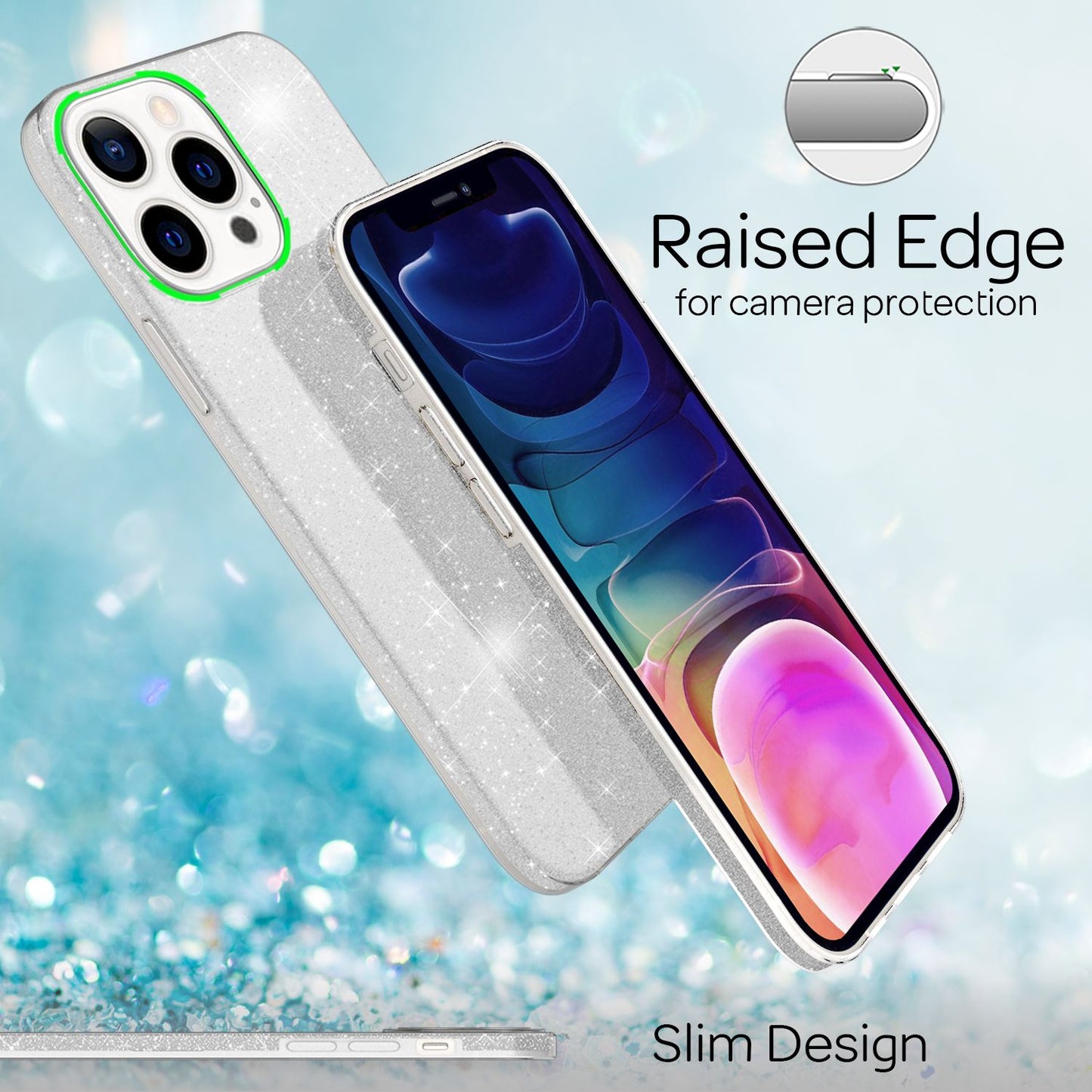 NALIA Robuste Glitzerhülle für iPhone 13 Pro Max, Stoßfeste Glänzende Glitzer Schutzhülle Verstärkte Silikonhülle