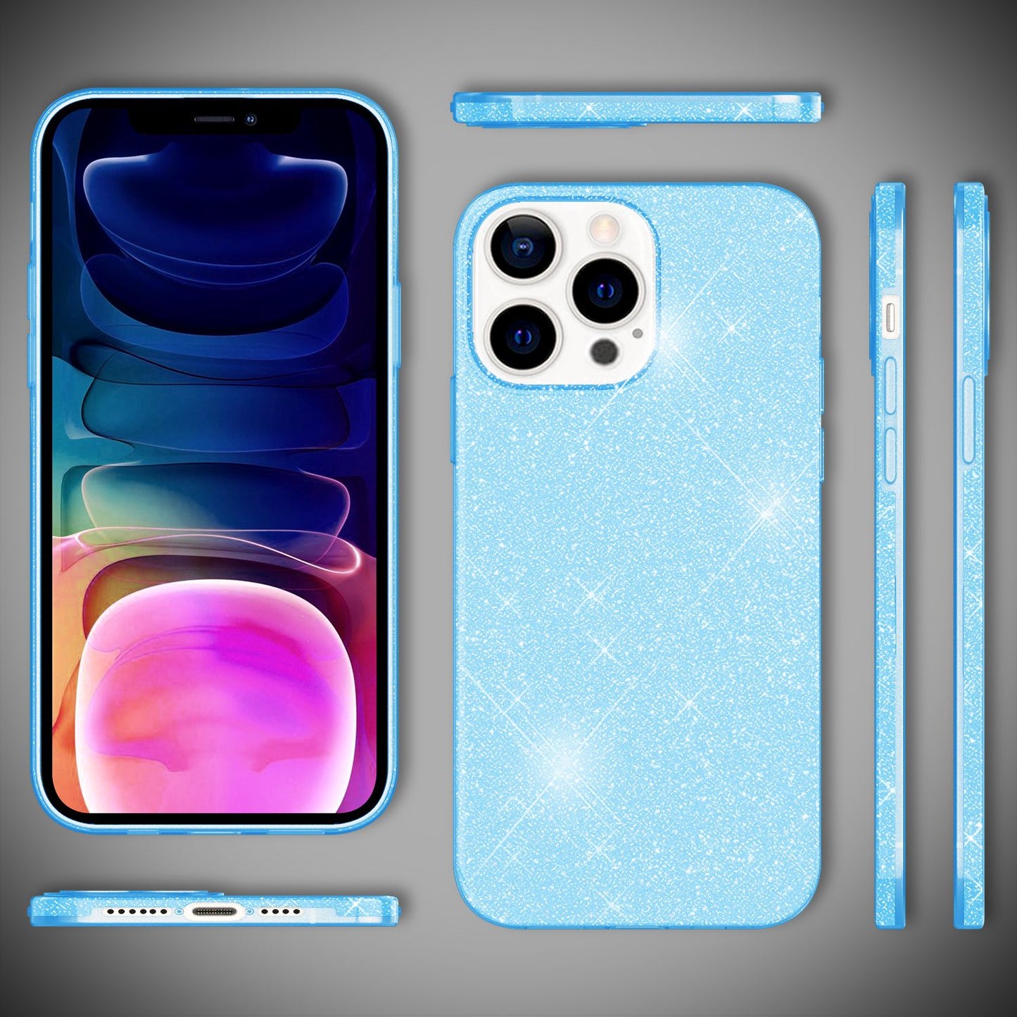 NALIA Robuste Glitzerhülle für iPhone 13 Pro Max, Stoßfeste Glänzende Glitzer Schutzhülle Verstärkte Silikonhülle