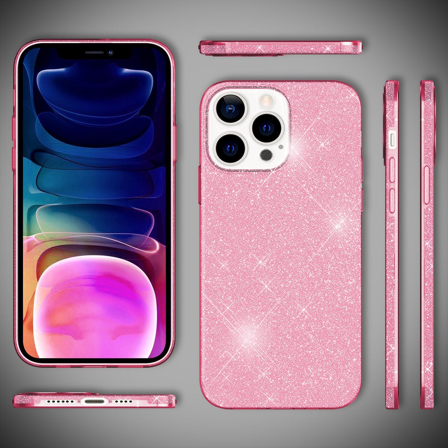 NALIA Robuste Glitzerhülle für iPhone 13 Pro Max, Stoßfeste Glänzende Glitzer Schutzhülle Verstärkte Silikonhülle