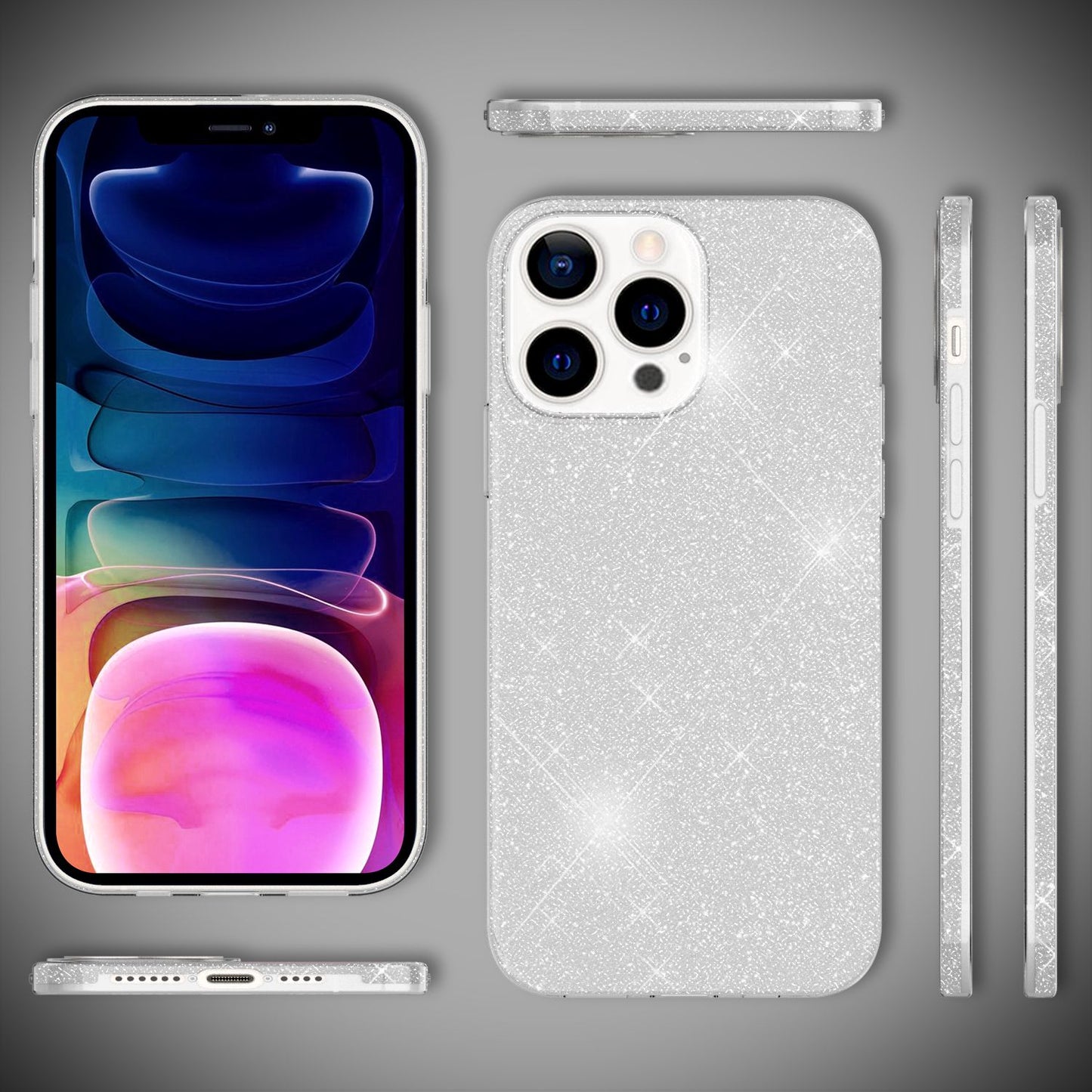 NALIA Robuste Glitzerhülle für iPhone 13 Pro Max, Stoßfeste Glänzende Glitzer Schutzhülle Verstärkte Silikonhülle