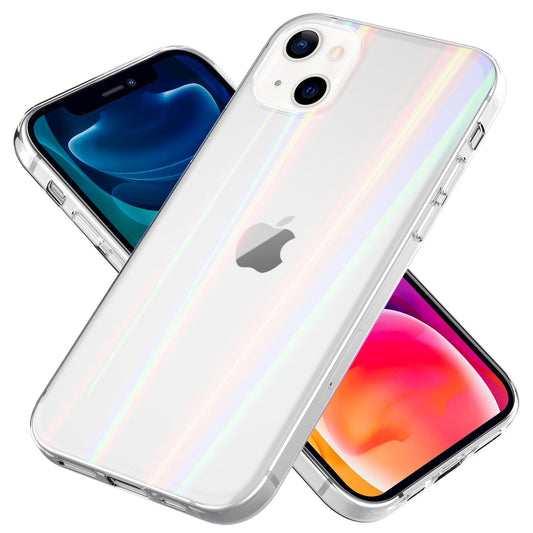 Husă NALIA din sticlă securizată transparentă pentru iPhone 13, efect curcubeu transparent, anti-îngălbenire, rezistentă la zgârieturi, sticlă securizată și bară de protecție din silicon