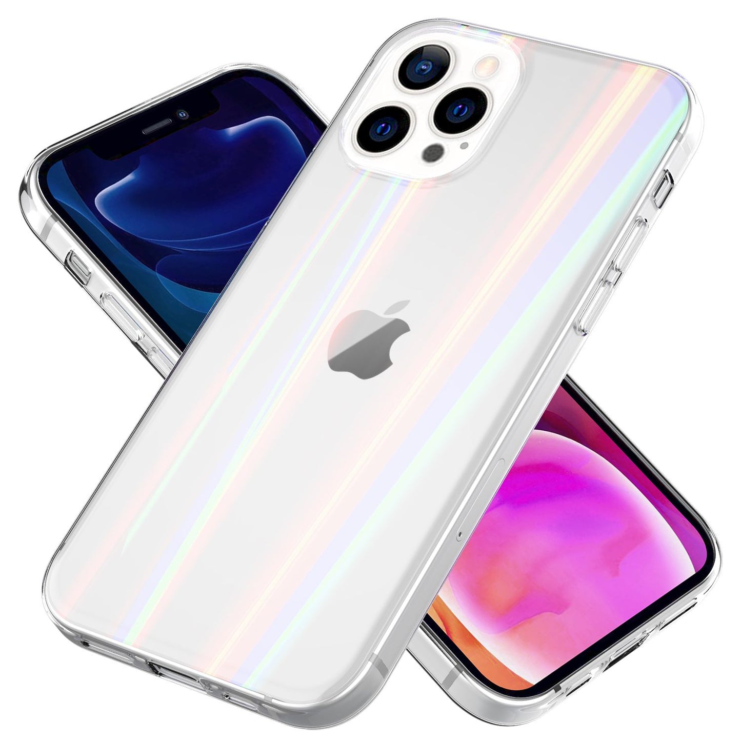 Husă NALIA din sticlă securizată transparentă cu efect curcubeu - Pentru iPhone 13 Pro Max, sticlă securizată rezistentă la zgârieturi