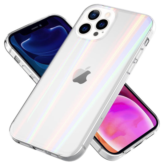 Husă NALIA din sticlă securizată transparentă cu efect curcubeu - Pentru iPhone 13 Pro Max, sticlă securizată rezistentă la zgârieturi