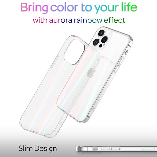 Husă NALIA din sticlă securizată transparentă cu efect curcubeu - Pentru iPhone 13 Pro Max, sticlă securizată rezistentă la zgârieturi