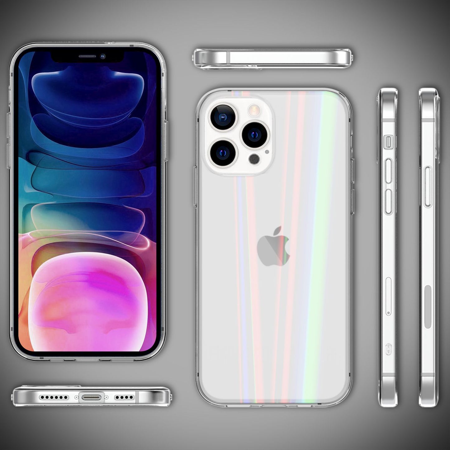 Husă NALIA din sticlă securizată transparentă cu efect curcubeu - Pentru iPhone 13 Pro Max, sticlă securizată rezistentă la zgârieturi