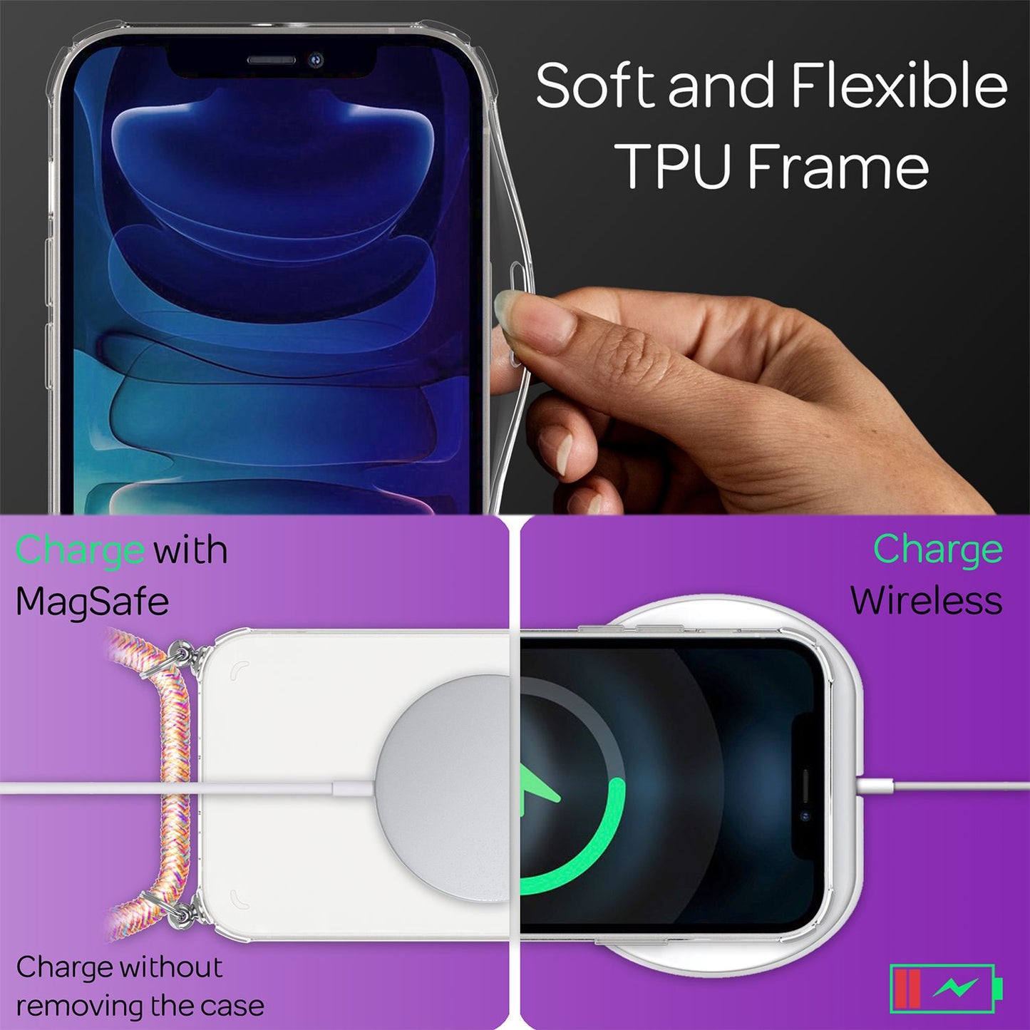 NALIA Hangit Handyhülle - Umhängehülle mit Kette Für iPhone 13 Pro Max Kompatibel Kette 60 cm Lederoptik